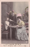 carte postale montrant un phonographe à réveil Jeanrenaud
